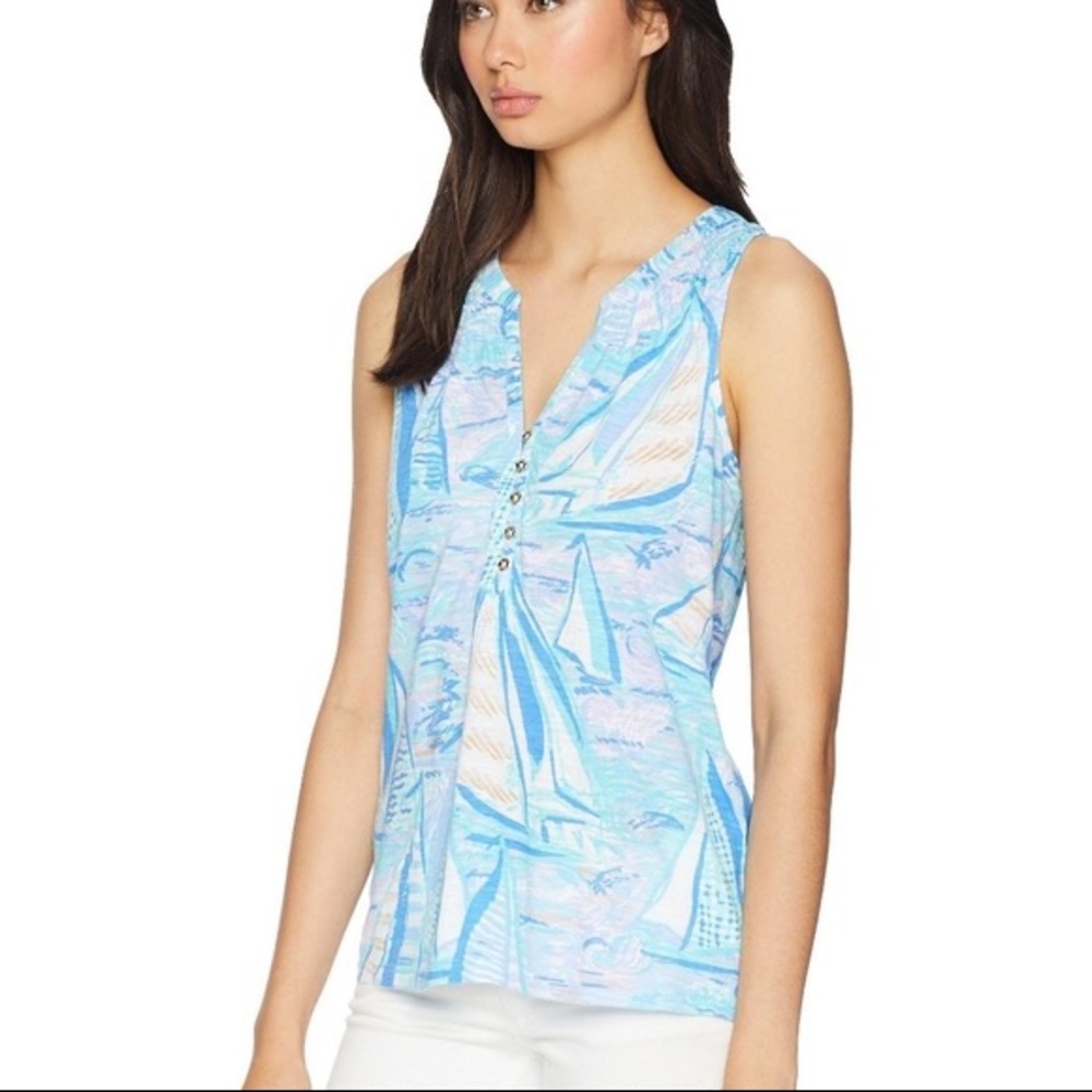 Lilly Pulitzer Essie top XS in light lilac verbena aboat time